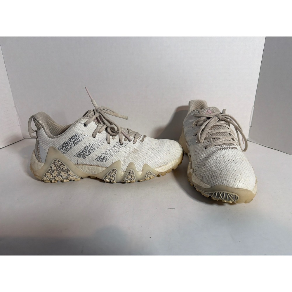 Adidas Codechaos 21 Primeblue Spikeless Golf Shoes White Silver Pink 9.5